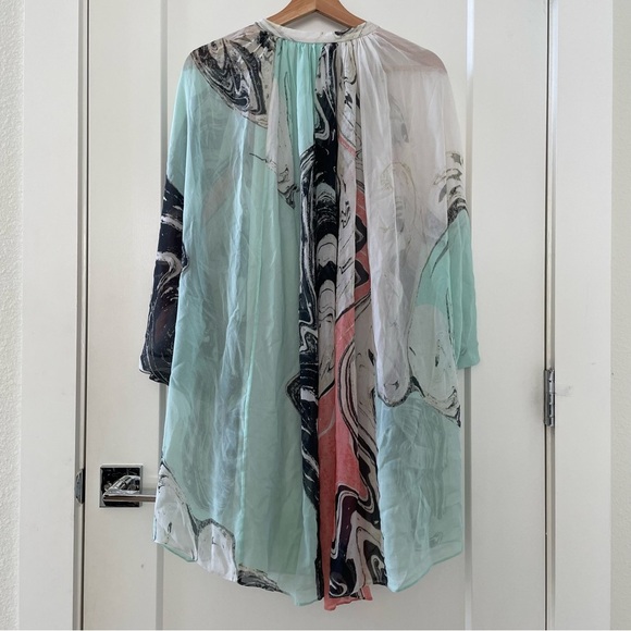 Diane Von Furstenberg Fleurette Flowy V Neck 100% Silk Spring Marble Dress 8 - Picture 5 of 9